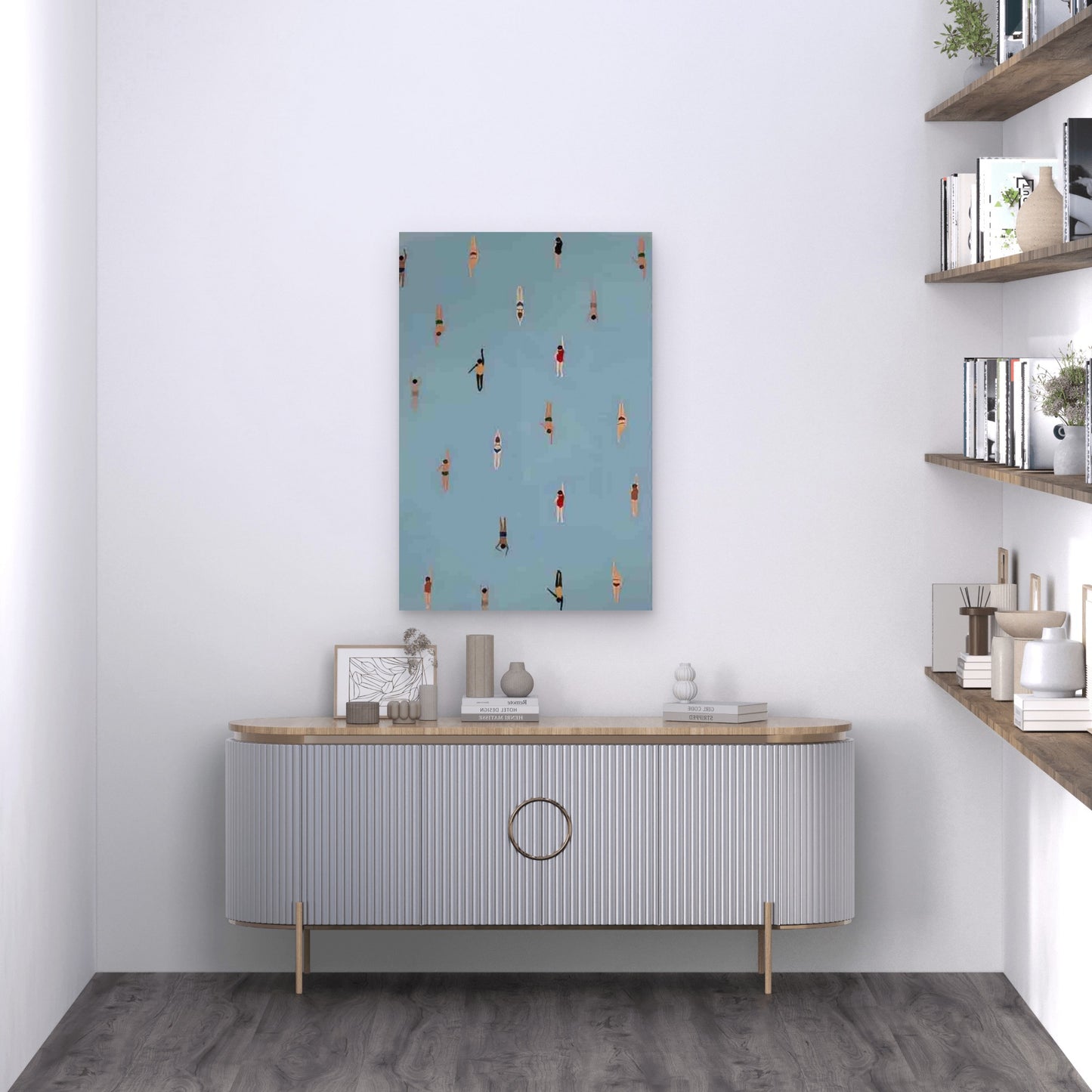 Abstract Swimmers 60x90cm Metal Print Ready to Hang