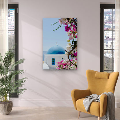 Blue-Domed Churches in Oia, Santorini 40x60cm Metal Print Ready to Hang