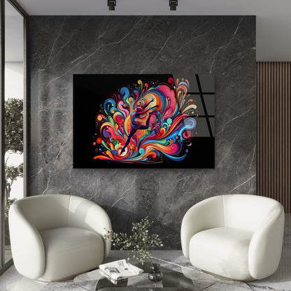 Vibrant Silhouette Ballet Dancer Wave Acrylic Glass Printing Wall Art Australian Made Quality