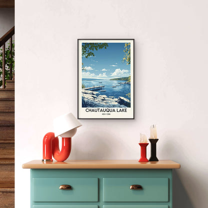 Green Leaves Framing A Perfect New York View Travel Poster Print Wall Art - Bella Home Decor