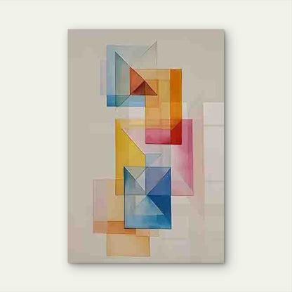 Abstract of Overlapping Colorful Geometric Blocks 60x90cm Metal Print Ready to Hang