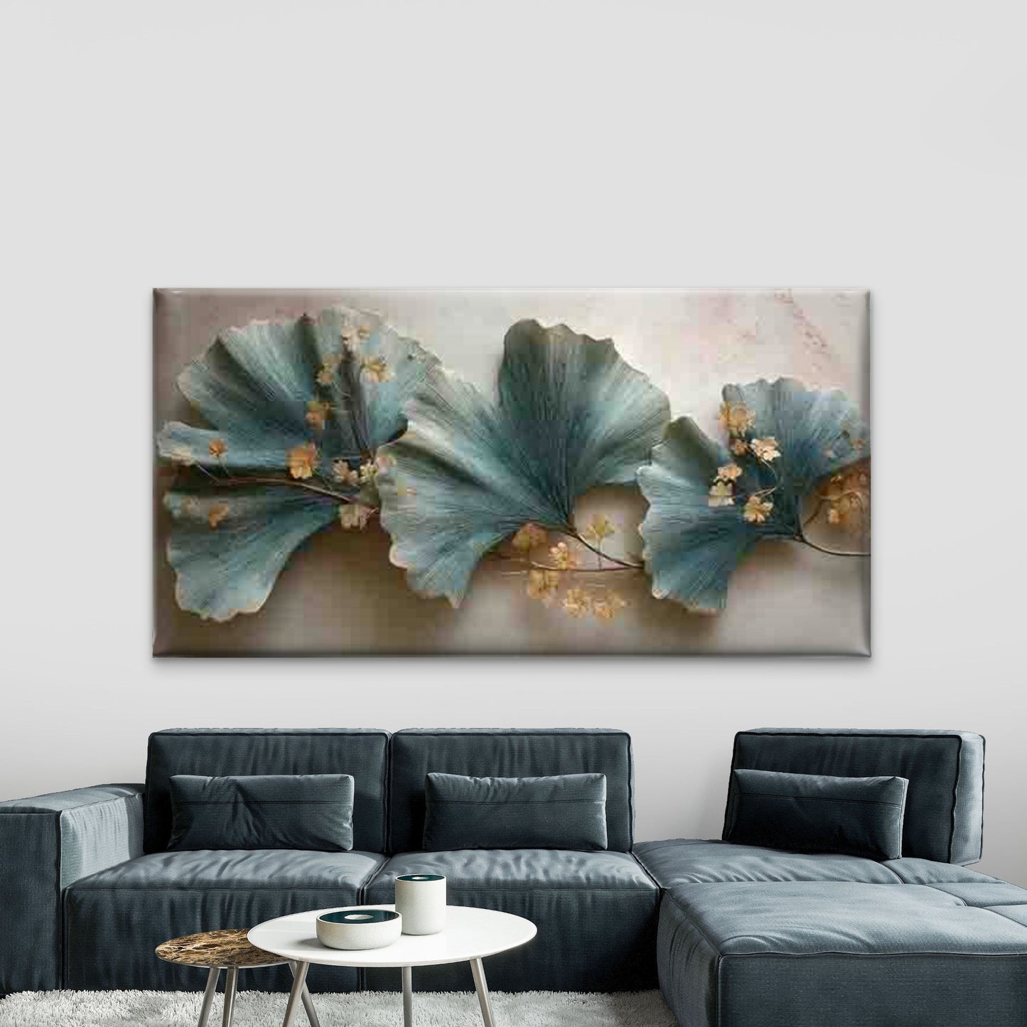 Abstract Ginkgo Leaf Wall Art Canvas Office Home Room Framed 120x60cm