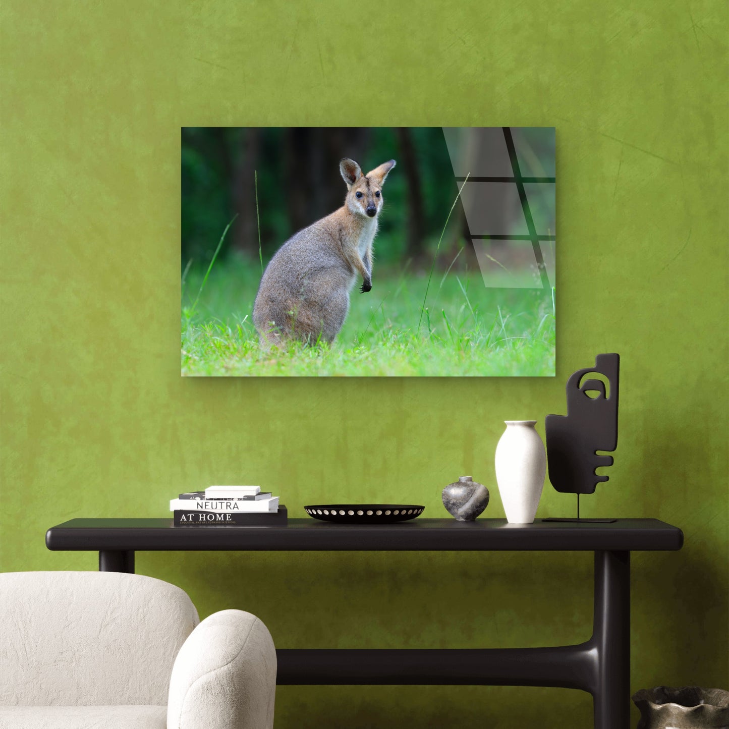 Australian Wallaby Wildlife Standing Grass Meadow Acrylic Glass Printing Wall Art Australian Made Quality
