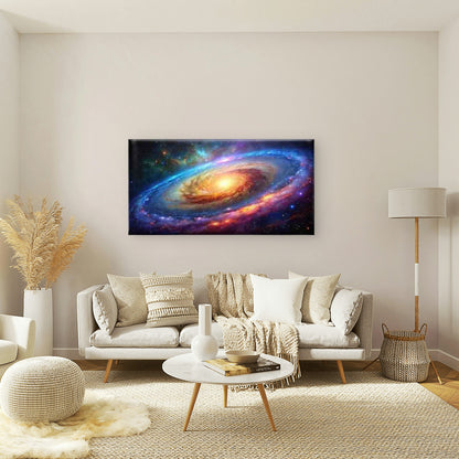 Abstract Spiral Galaxy Wall Art Canvas Office Home Room Framed 120x60cm - Bella Home Decor
