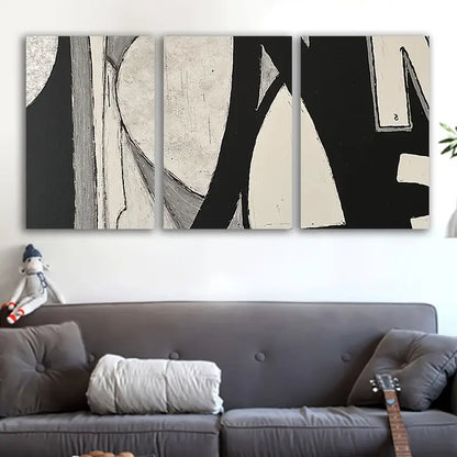 3pcs Black & White Abstract Art Print Wall Art Set Canvas Framed 40x60cm - High Quality Print 100% Australian Made Wall Canvas Ready to Hang - Bella Home Decor