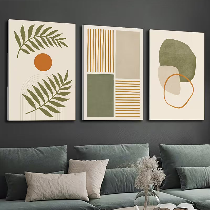 3pcs Modern Geometric Abstract Wall Art Set Canvas Framed 40x60cm - High Quality Print 100% Australian Made Wall Canvas Ready to Hang