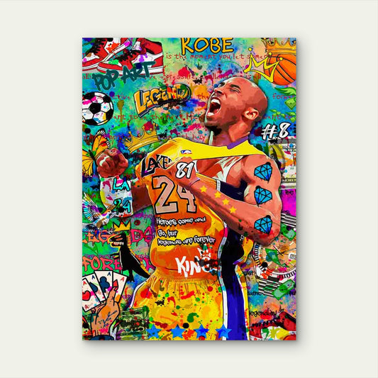 Graffiti Basketball Player Roaring Loudly 40x60cm Metal Print Ready to Hang