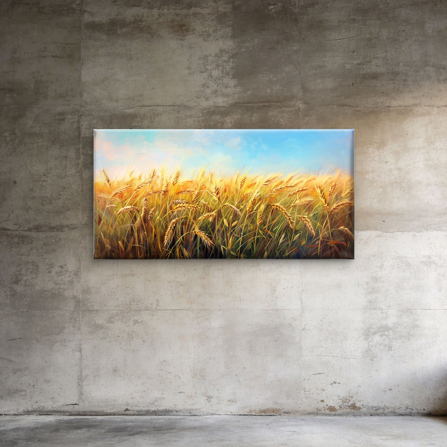 Golden Wheat Field Sunny Wall Art Canvas Office Home Room Framed 120x60cm