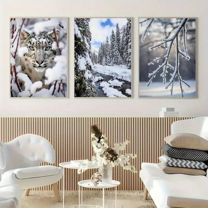 3pcs Featuring A Fierce Tiger Print Metal Print Ready to Hang Art