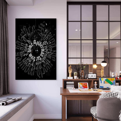 Monochrome Black & White Gothic Typography 40x60cm Metal Print Ready to Hang