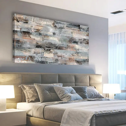 Gray Abstract Grey Brown Wall Art canvas office home room framed 120x60cm - Bella Home Decor