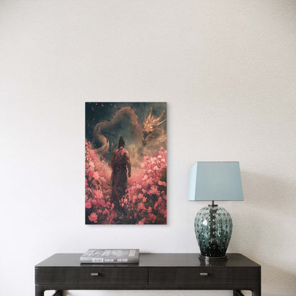 Geisha Samurai Dragon Metal Print Ready to Hang