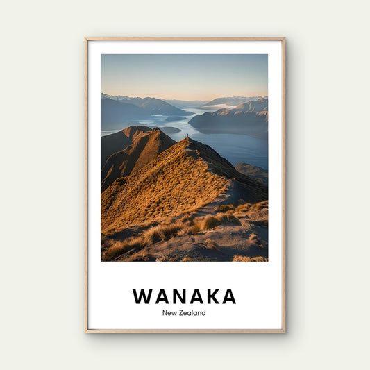 Golden Hour Over Roys Peak, Wānaka Travel Poster Print Wall Art - Bella Home Decor