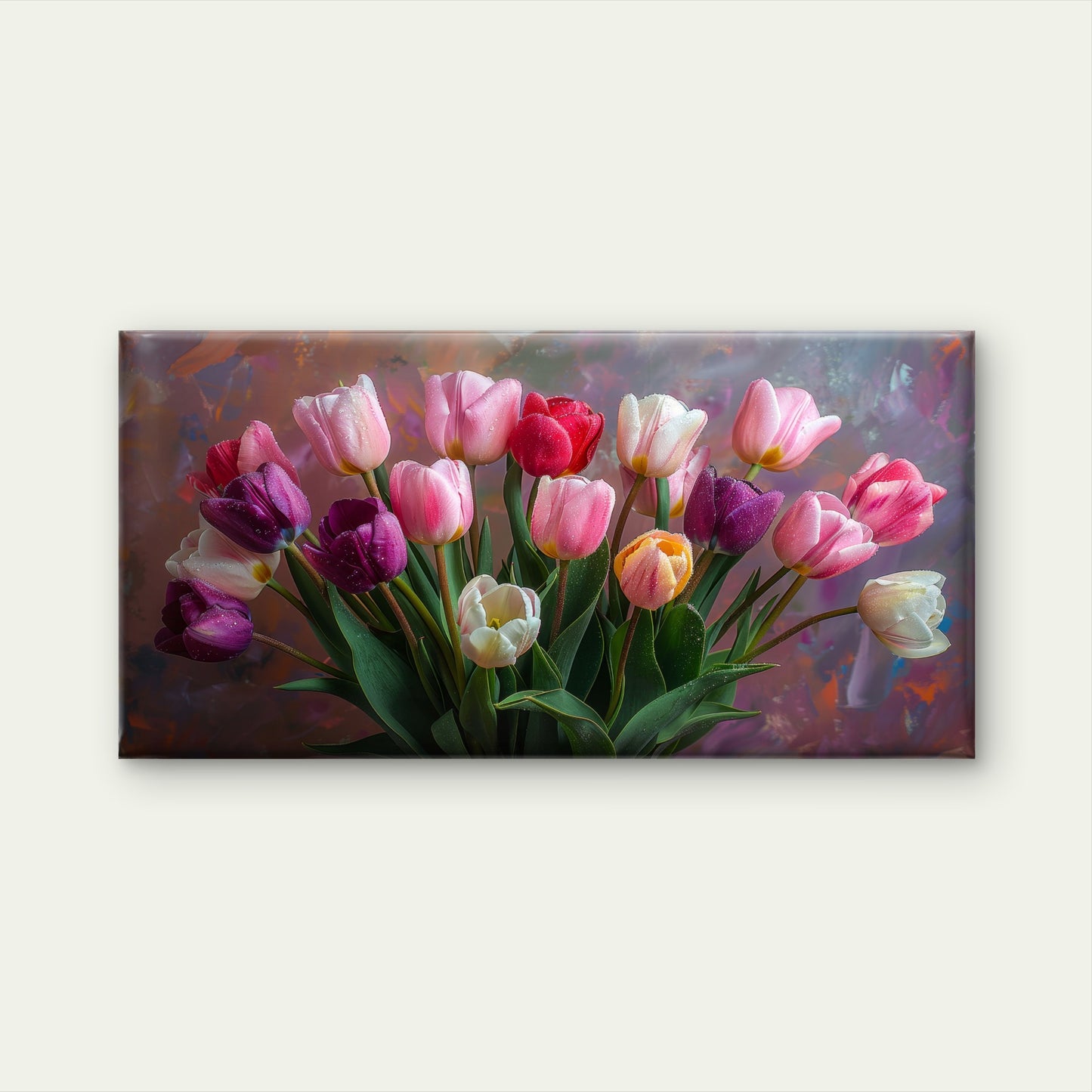 Vibrant Tulips In Bloom Wall Art Canvas Office Home Room Framed 120x60cm