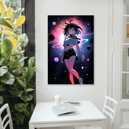 Celestial Anime Girl In Space 60x90cm Metal Print Ready to Hang - Bella Home Decor