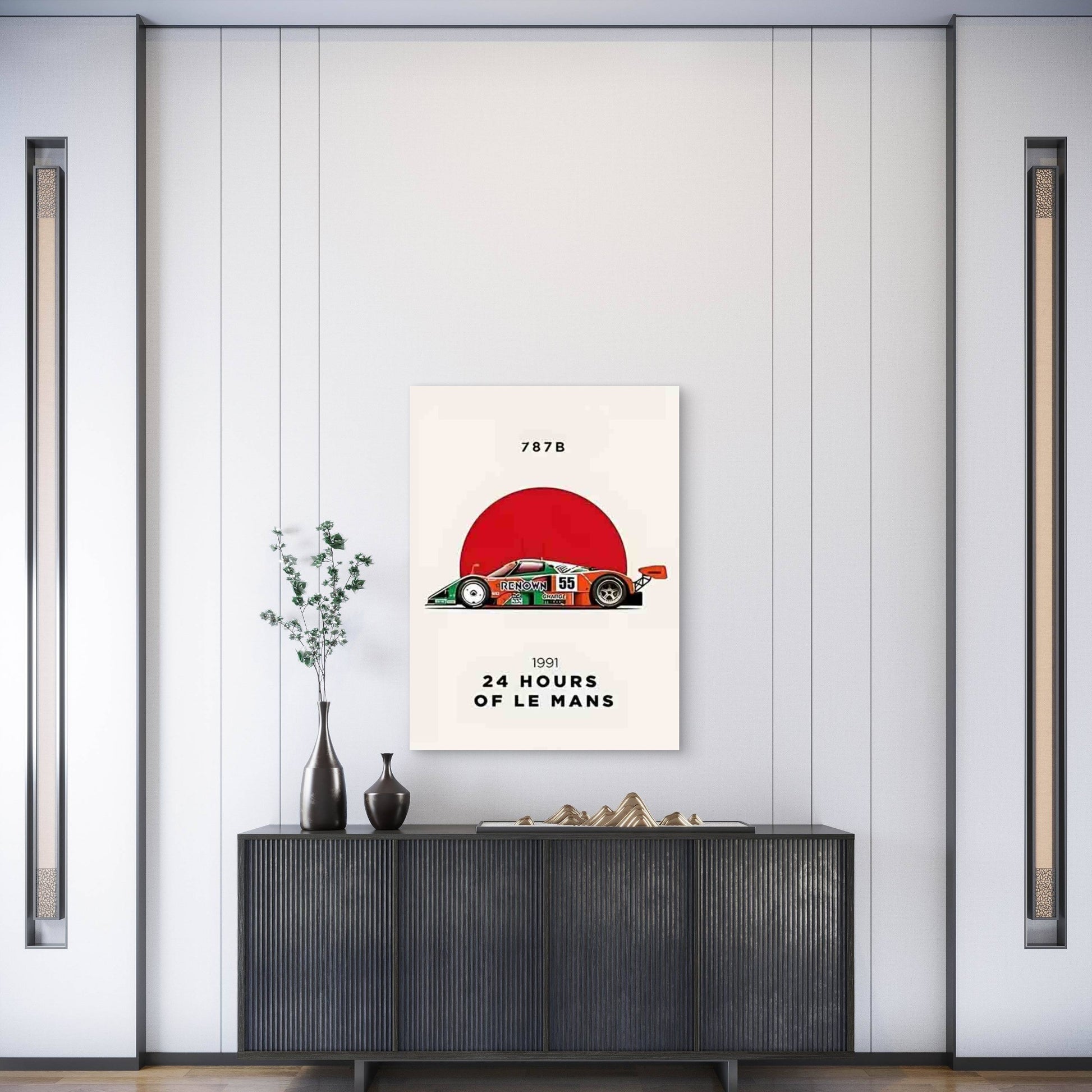 Red and Green Modern Racing Art 60x90cm Metal Print Ready to Hang - Bella Home Decor