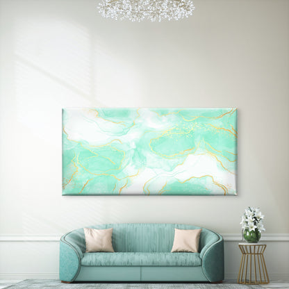 Mint Marble Gold Vein Wall Art Canvas Office Home Room Framed 120x60cm