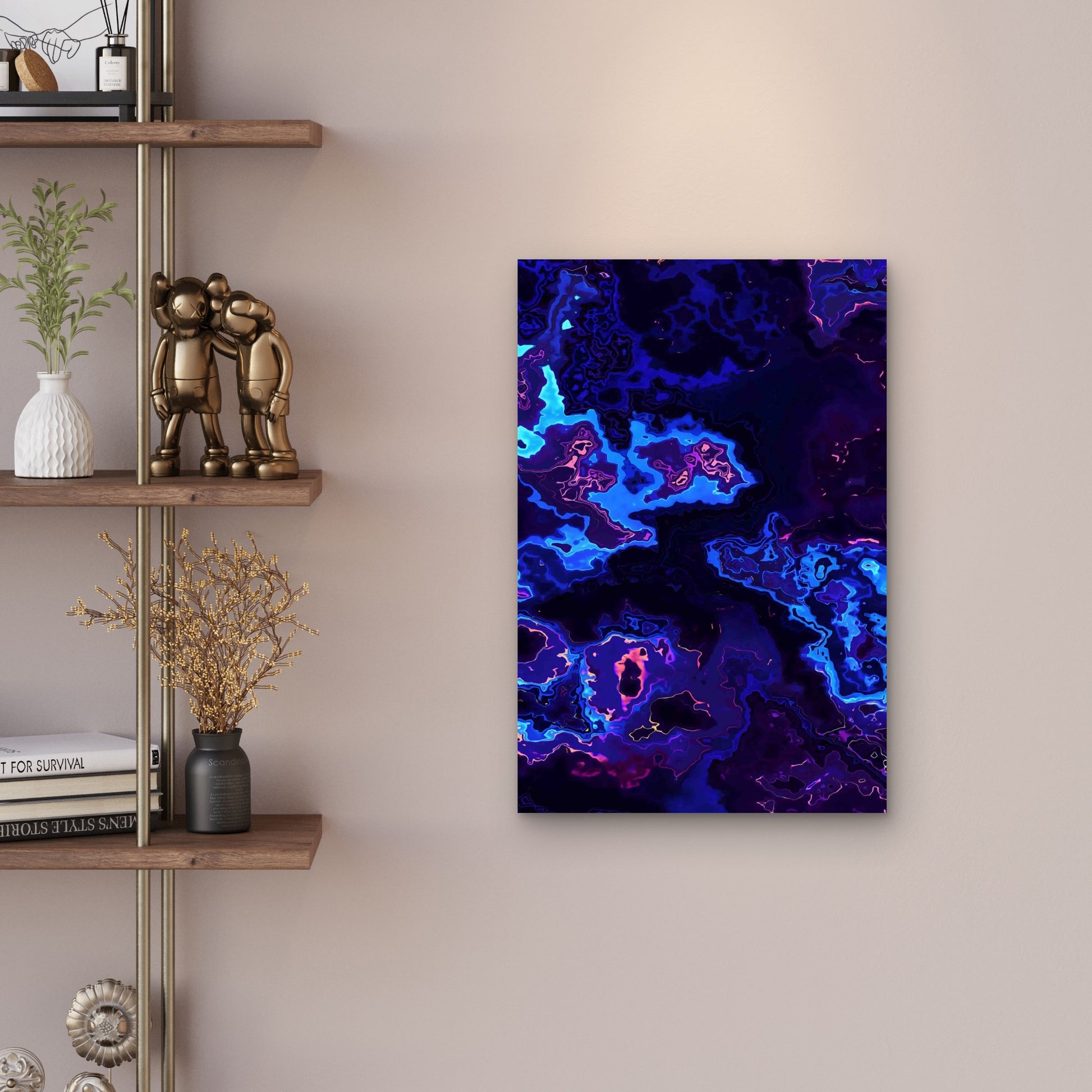 Luminous Neon Fluid Topography Metal Print Ready to Hang - Bella Home Decor