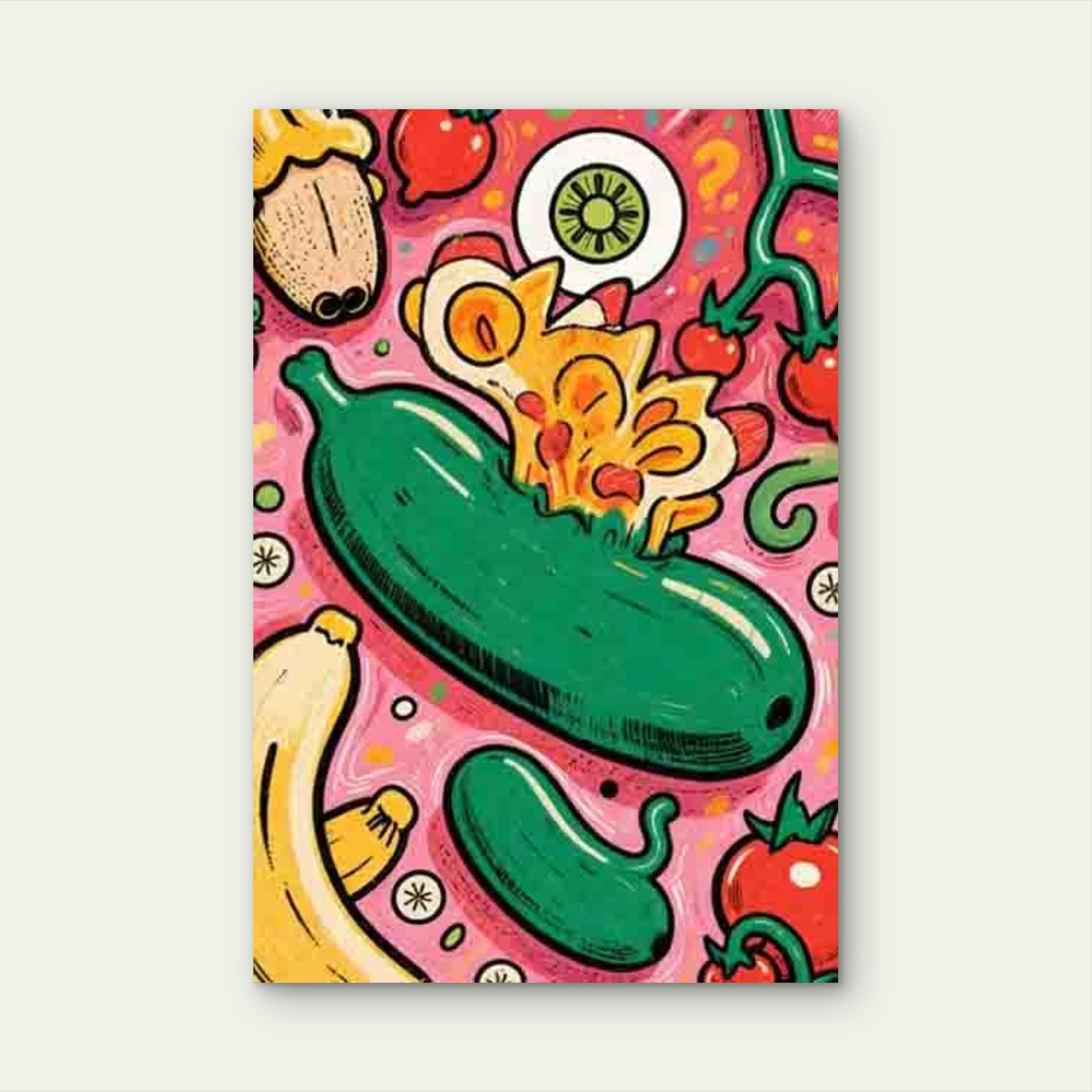 Vegetable-Themed Abstract Art Style 60x90cm Metal Print Ready to Hang - Bella Home Decor