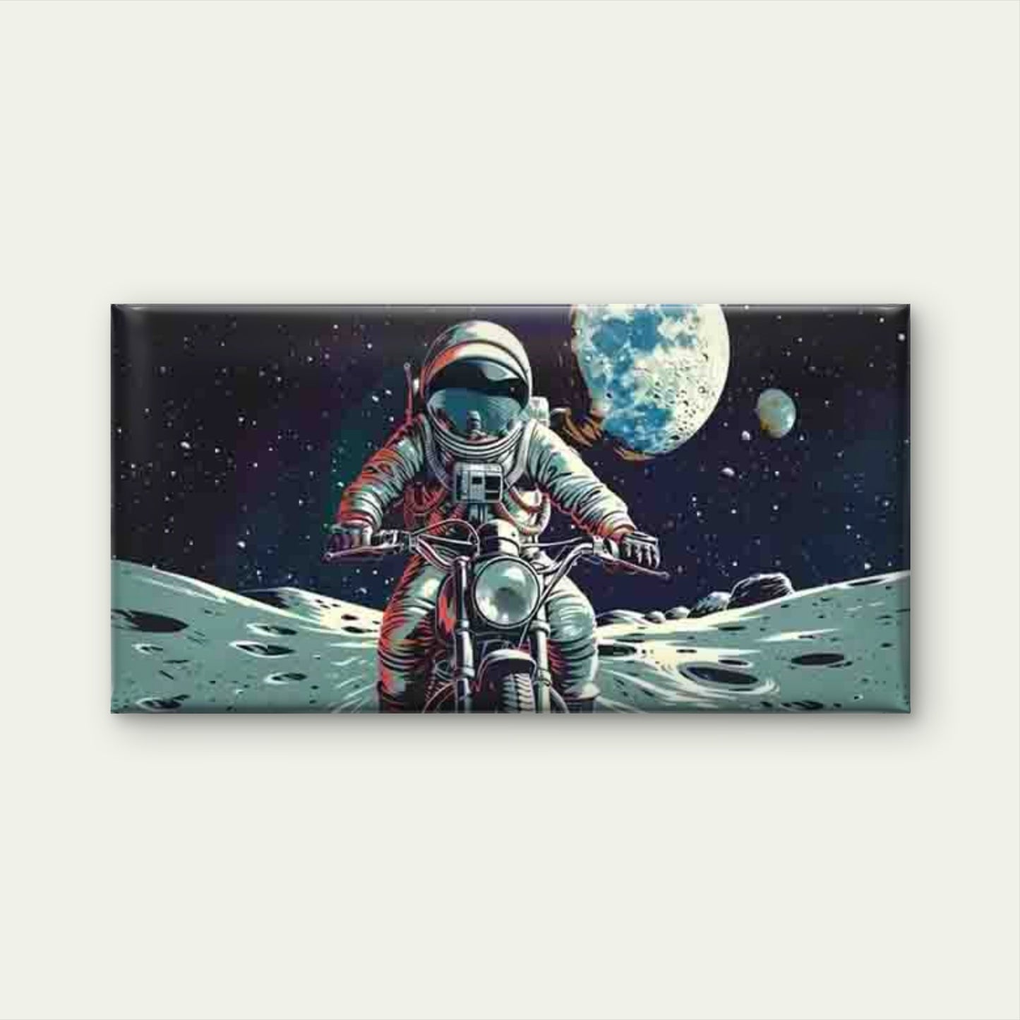 Astronaut Riding Motorcycle Wall Art Canvas Office Home Room Framed 120x60cm - Bella Home Decor