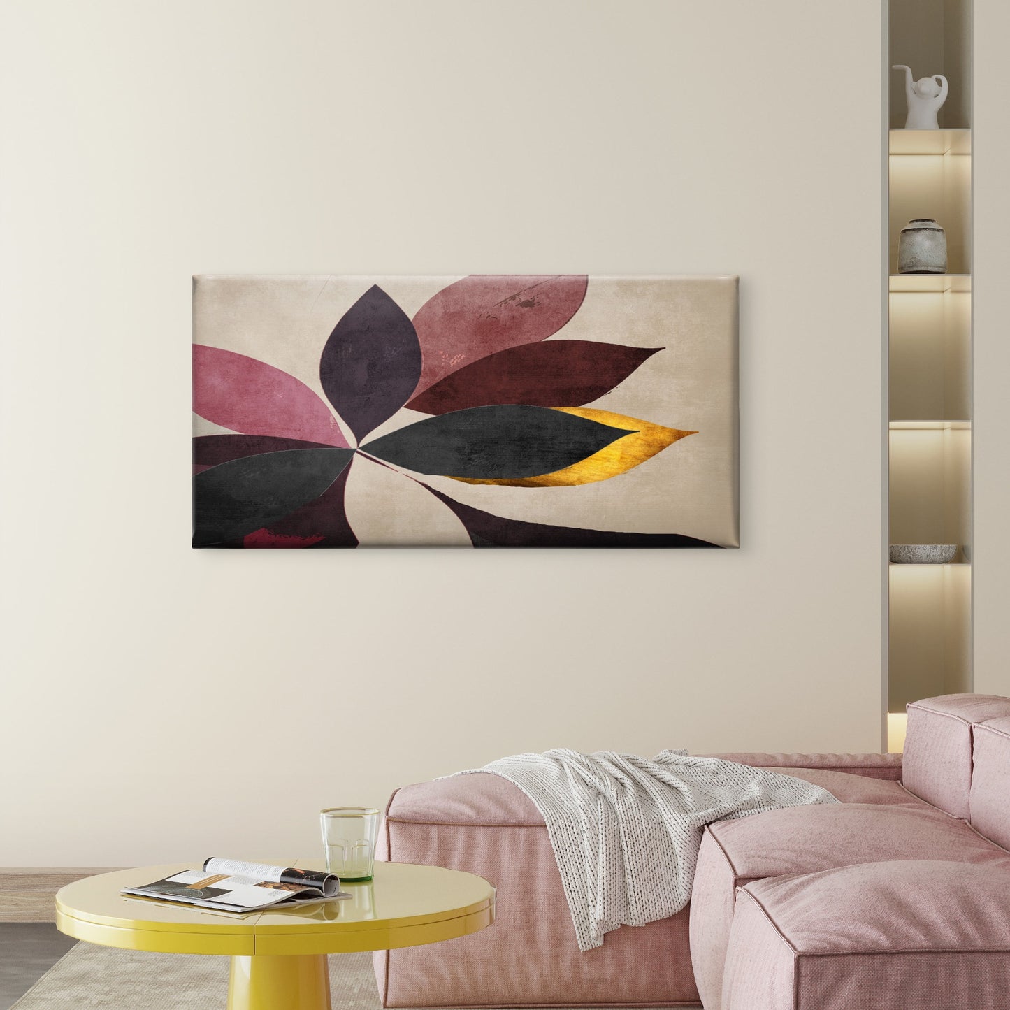 Abstract Boho Leaf Painting Wall Art Canvas Office Home Room Framed 120x60cm