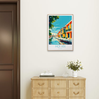 Hoi An Vietnam, Canal & Colorful Houses Travel Poster Print Wall Art - Bella Home Decor