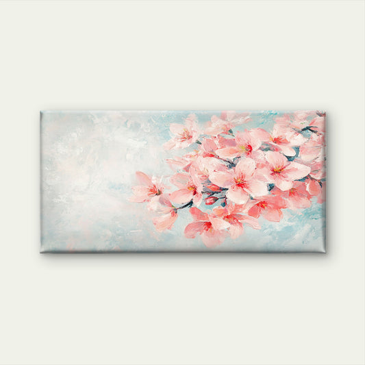 Soft Pink Cherry Blossom Floral Wall Art Canvas Office Home Room Framed 120x60cm