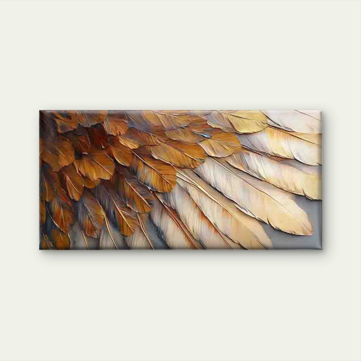 Golden Brown Feather Texture Wall Art Canvas Office Home Room Framed 120x60cm