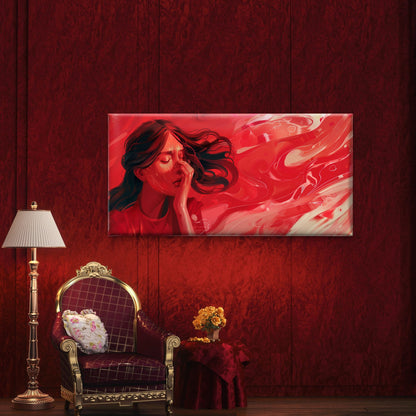 Abstract Sad Crying Woman Face Wall Art Canvas Office Home Room Framed 120x60cm
