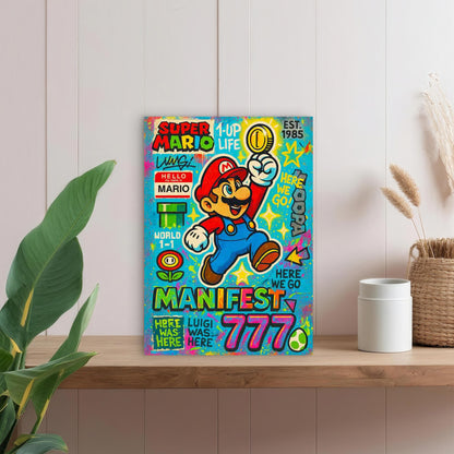 Graffiti Game Character Bouncing High 40x60cm Metal Print Ready to Hang - Bella Home Decor
