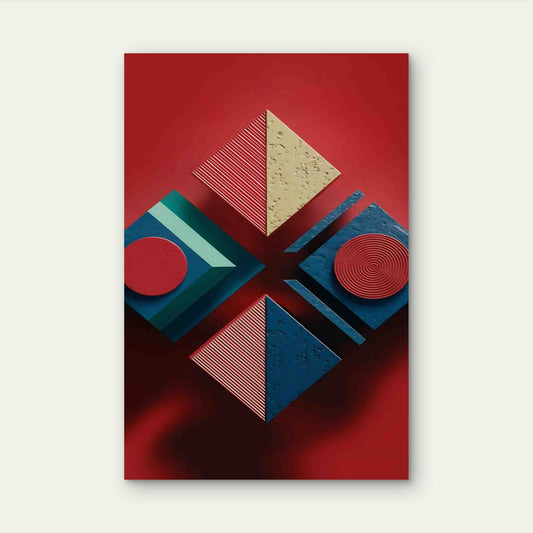 Top View Tet Attributes Against Red Background 60x90cm Metal Print Ready to Hang