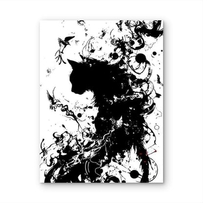 Abstract Cat Artwork 60x90cm Metal Print Ready to Hang - Bella Home Decor