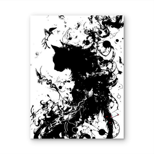 Abstract Cat Artwork 60x90cm Metal Print Ready to Hang