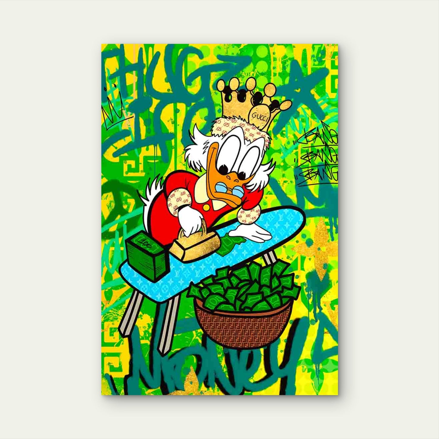 Sovereign Duck Making Money Graffiti Art 40x60cm Metal Print Ready to Hang - Bella Home Decor