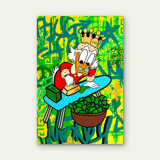 Sovereign Duck Making Money Graffiti Art 40x60cm Metal Print Ready to Hang