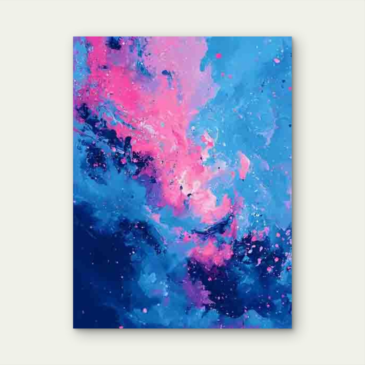 Abstract Art in Blue And Pink Ink 60x90cm Metal Print Ready to Hang - Bella Home Decor