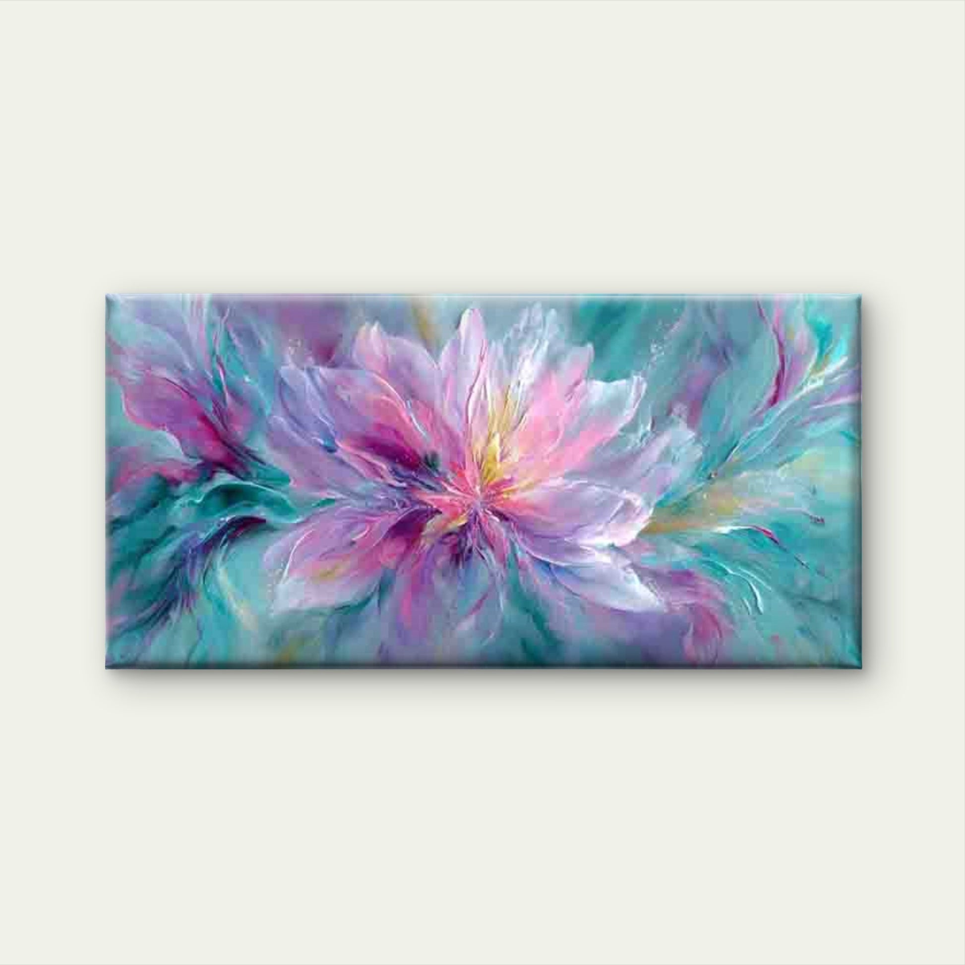 The Wild Turquoise Lotus Wall Art Canvas Office Home Room Framed 120x60cm - Bella Home Decor