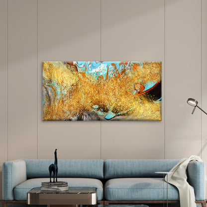Abstract Blue Orange Paint Wall Art Canvas Office Home Room Framed 120x60cm - Bella Home Decor