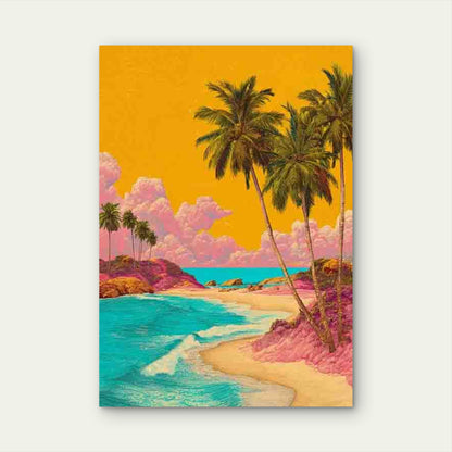 Tropical Paradise Beach 60x90cm Metal Print Ready to Hang