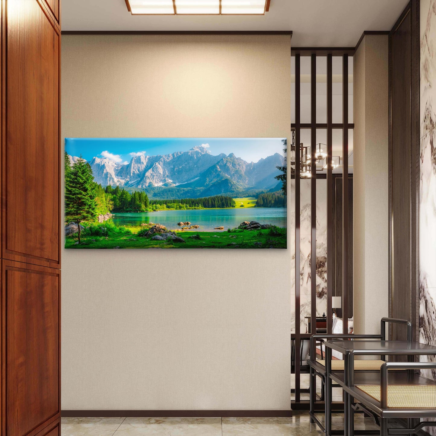 Laghi di Fusine Italy Alpine Lake Wall Art Canvas Office Home Framed 120x60cm