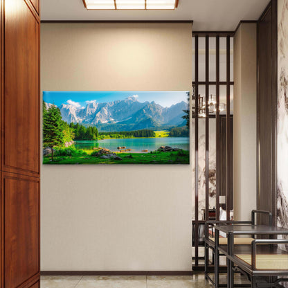 Laghi di Fusine Italy Alpine Lake Wall Art Canvas Office Home Framed 120x60cm