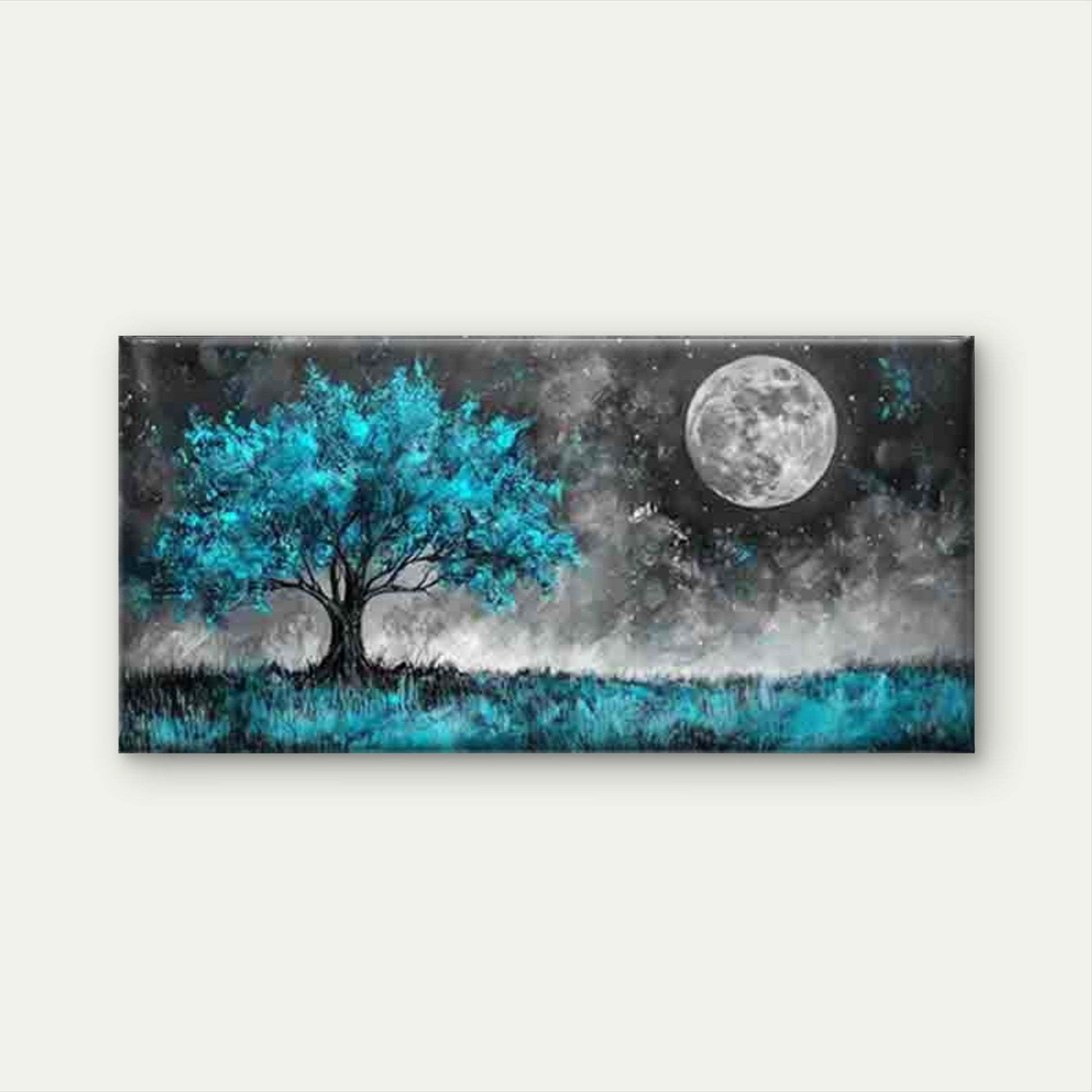 Tree Under The Moonlight Wall Art Canvas Office Home Room Framed 120x60cm - Bella Home Decor