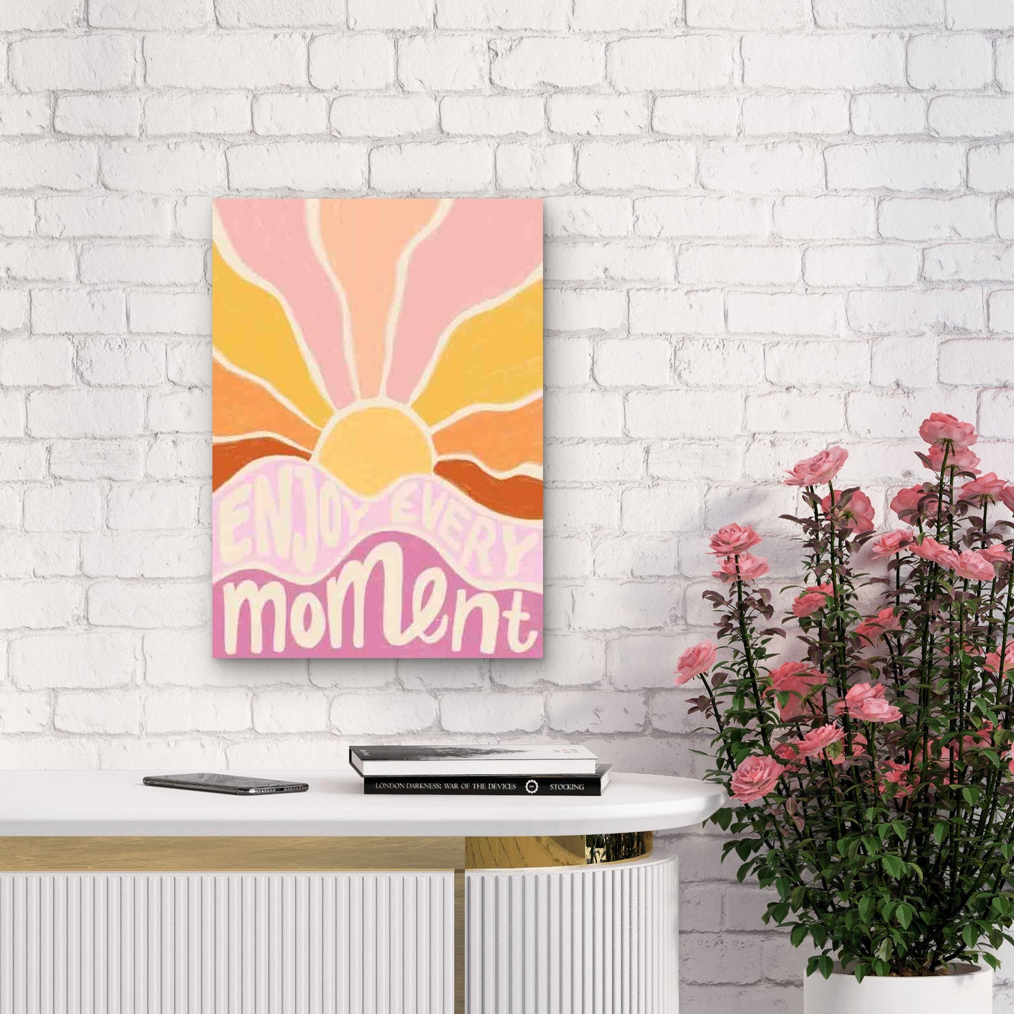 Enjoy Every Moment Text 60x90cm Metal Print Ready to Hang - Bella Home Decor