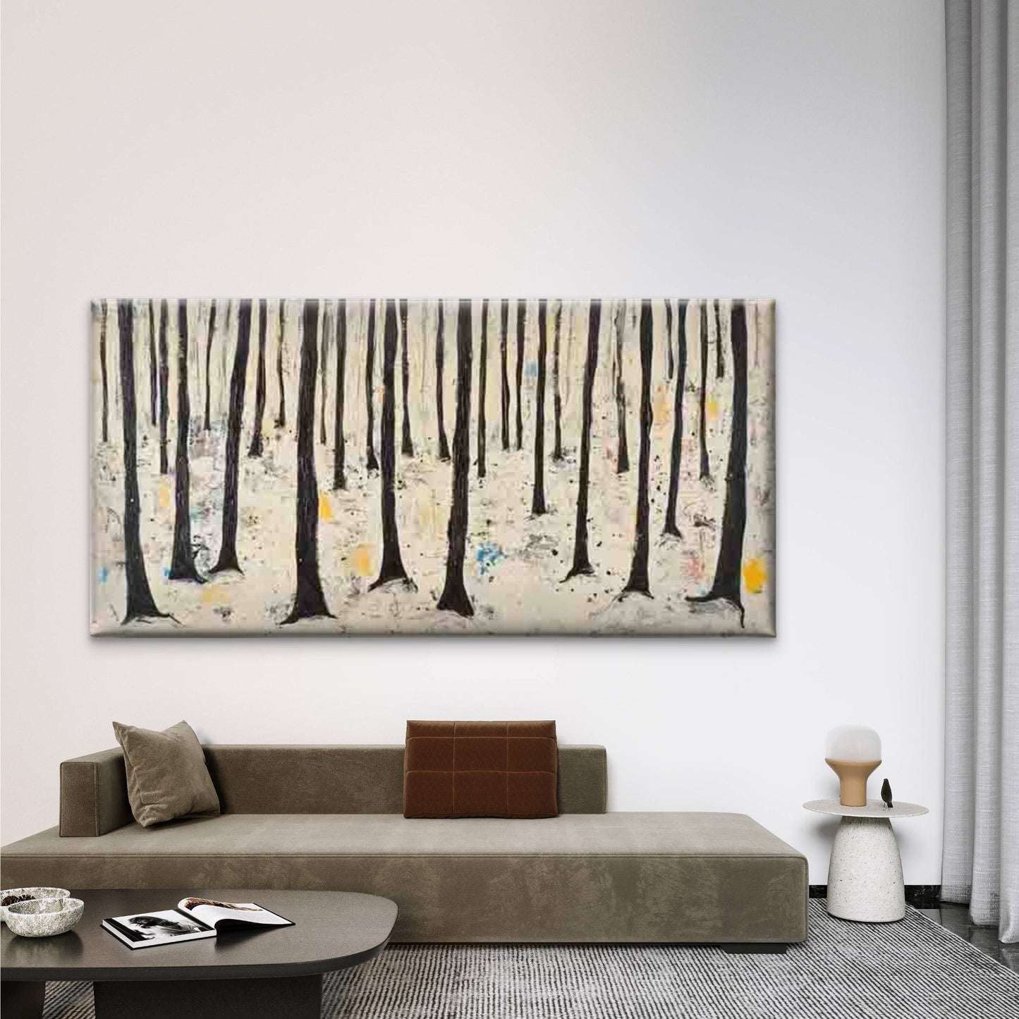 Abstract Art Neutral Tones Wall Art Canvas Office Home Room Framed 120x60cm - Bella Home Decor
