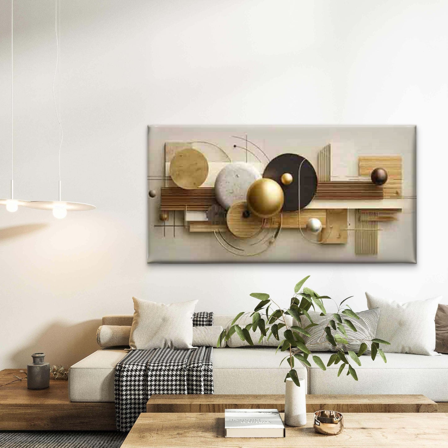 Geometric Abstract Wall Art Canvas Office Home Room Framed 120x60cm - Bella Home Decor