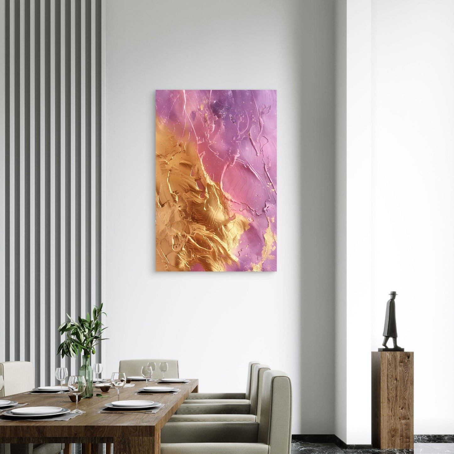 Abstract Gold Flow Elegant Textured Magenta 40x60cm Metal Print Ready to Hang