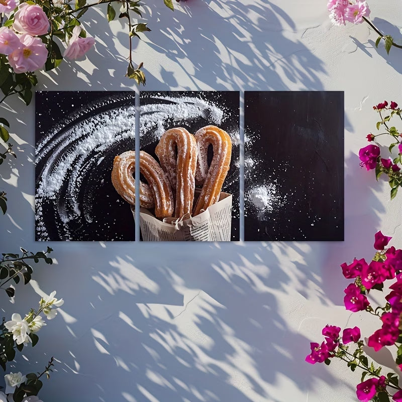 3pcs Churros with Sugar Dust Wall Art Set Canvas Framed 40x60cm - High Quality Print 100% Australian Made Wall Canvas Ready to Hang - Bella Home Decor