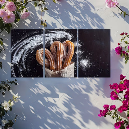 3pcs Churros with Sugar Dust Wall Art Set Canvas Framed 50x70cm - High Quality Print 100% Australian Made Wall Canvas Ready to Hang - Bella Home Decor