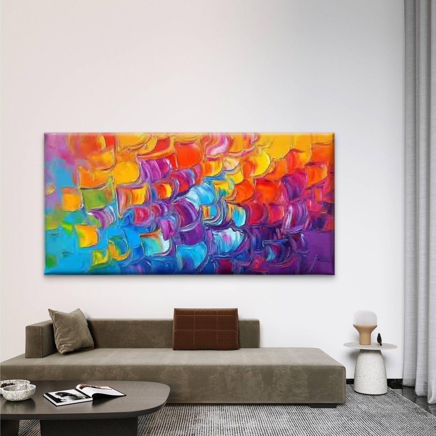 Abstract Brushstroke Painting Wall Art Canvas Office Home Room Framed 120x60cm