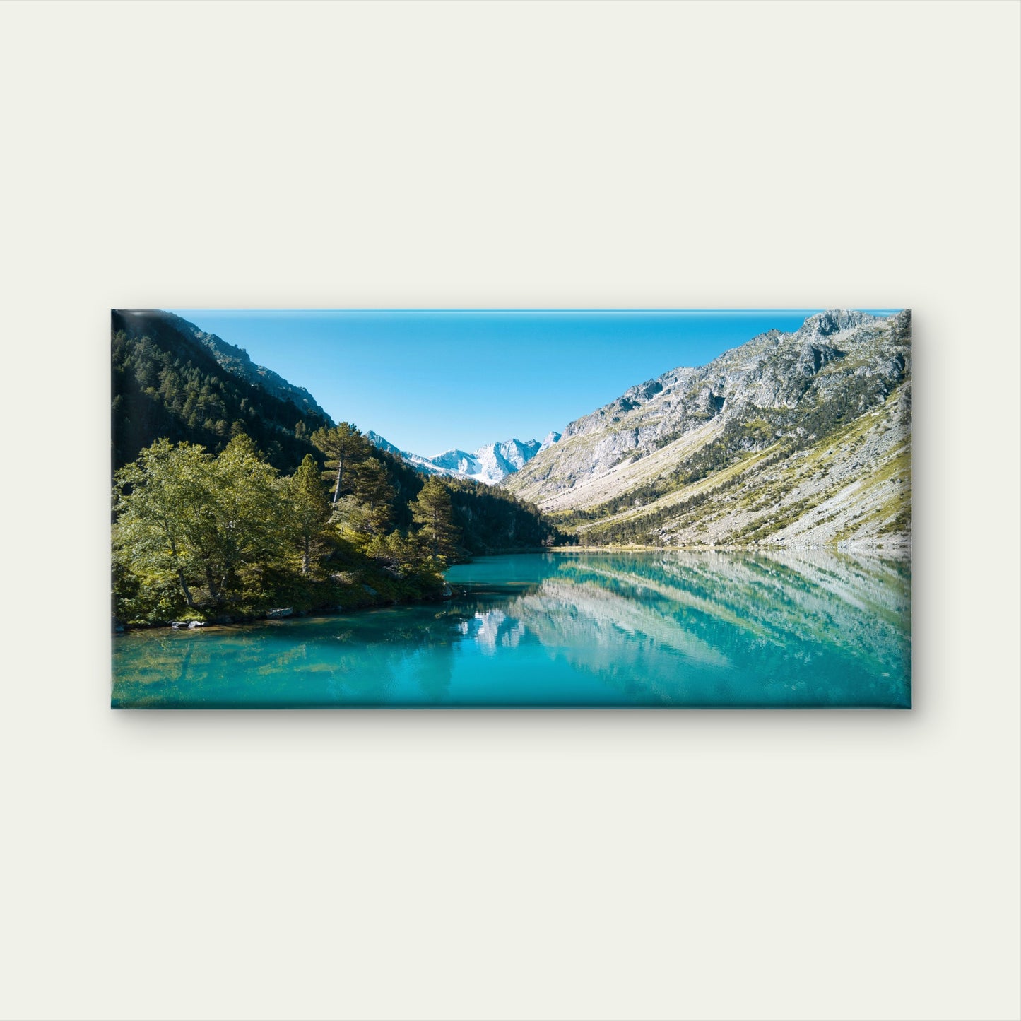 Idyllic French Pyrenees Lake Wall Art Canvas Office Home Room Framed 120x60cm